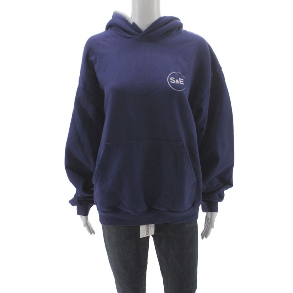 Madhappy Unisex Pullover Hoodie Dark Blue Graphic 100% Cotton Size M